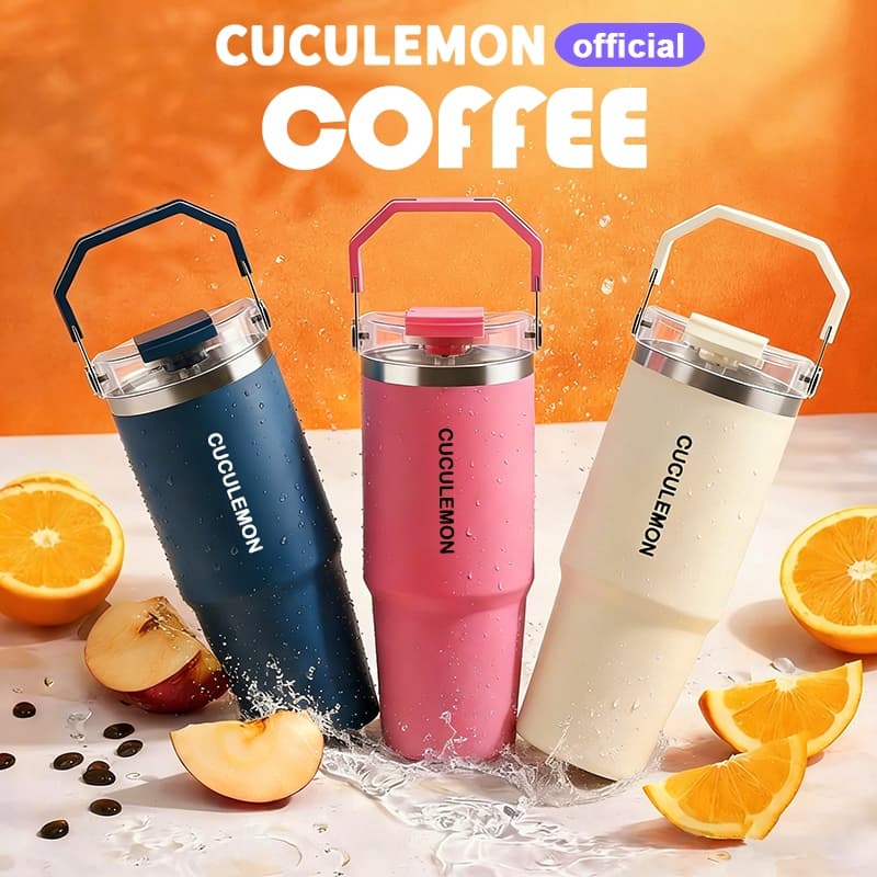 CucuLemon Tumbler Stainless Steel 890ml Termos Tahan Pansa Dingin Botol Minum Portable Bottles Kopi
